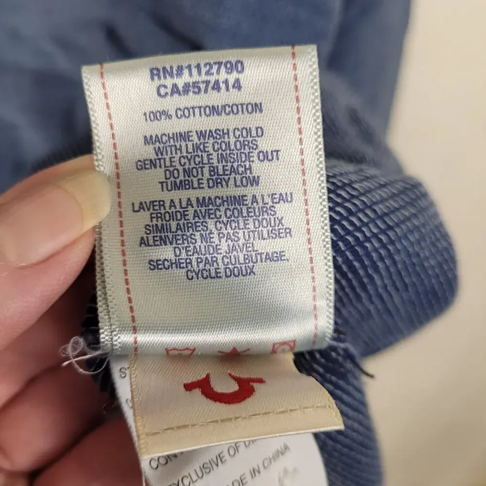 True Religion blue denim button down shirt Size XL Western Streetwear Y2K